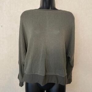 Chenault Womens Green Cap Sleeve Crew Neck Knitted Blouse Top - S - Olive Green